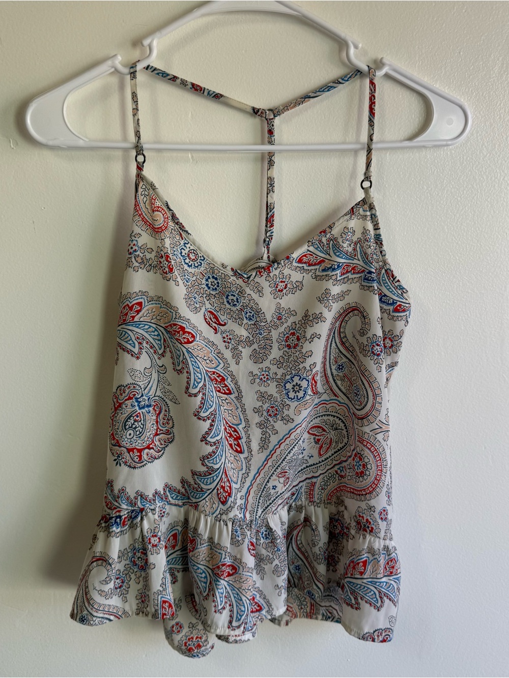 Abercrombie Y2K Paisley Boho Peplum Tank Top size XS